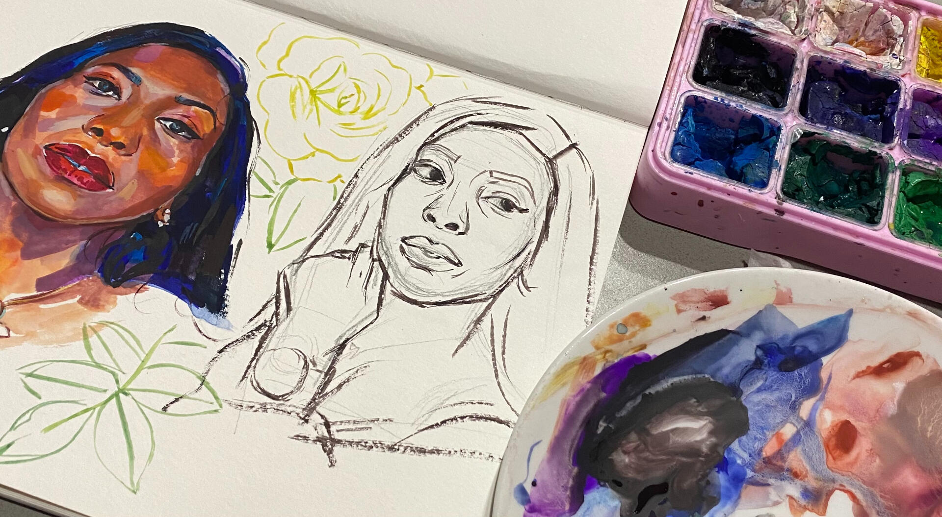 Gouache Sketch Process